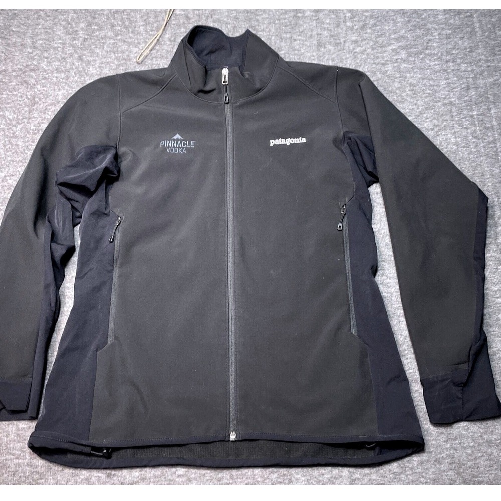 Patagonia Softshell Jacket Men Large Full Zip Black Branded Hiking Gorpcore